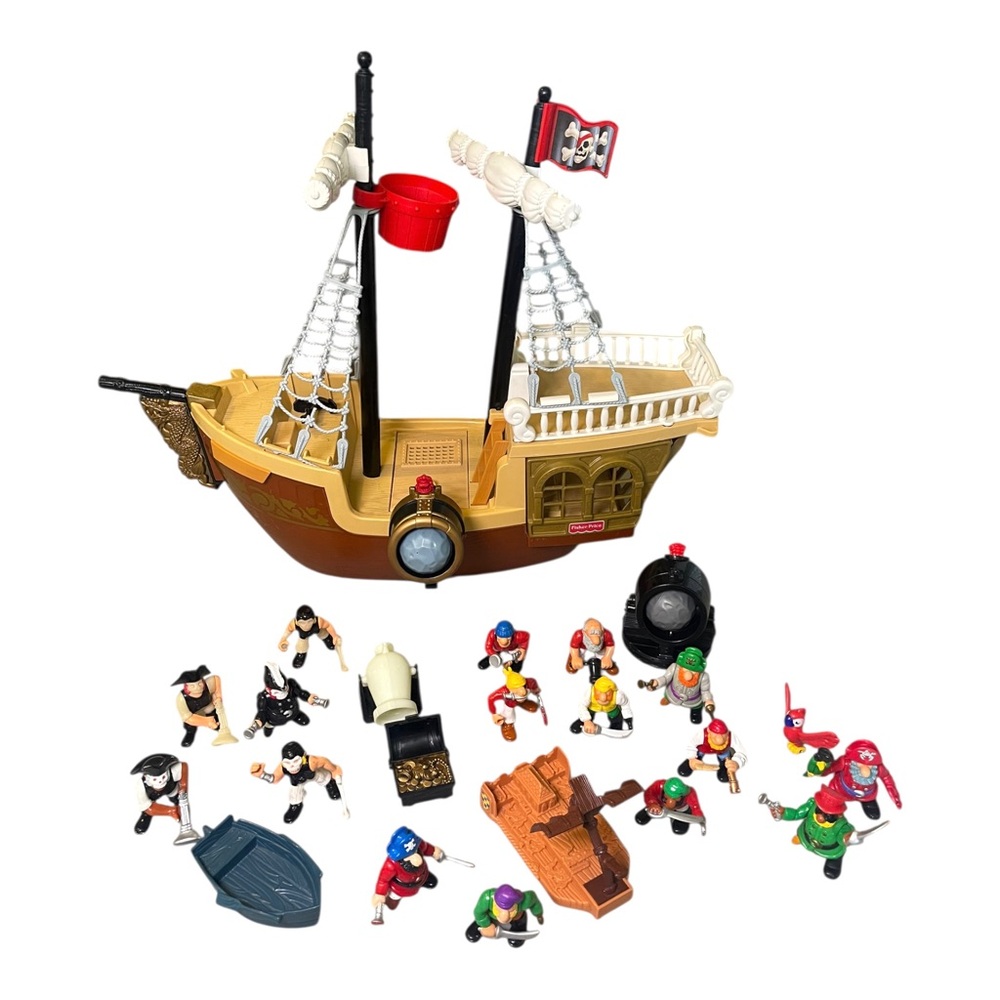 Vintage 1994 Fisher Price Great Adventures Pirate Ship w/ Accessories & Figures